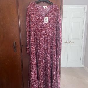 NWT Easel Long-sleeve Tiered Maxi Dress Sz L